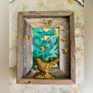 Rustic primitive cast iron bird art